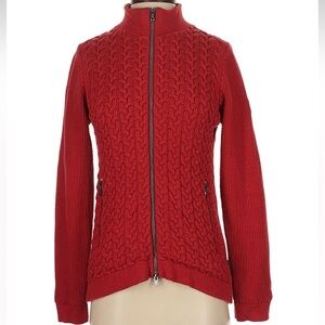 Holebrook Sweden Windproof Red Cotton Full Zip Cardigan Size Small